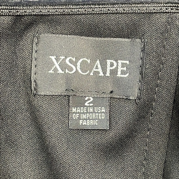 NWT Xscape Ruched Ruffle Scuba Crepe Jumpsuit Black Off The Shoulder Sz 2 - Picture 10 of 15